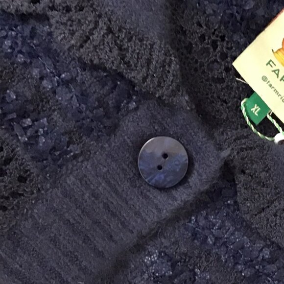 Farm Rio Navy Blue Mixed Stitches Cardigan - Picture 12 of 16